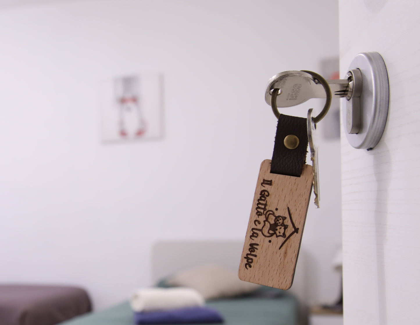 Portachiavi in legno personalizzabile - Inciso a laser su 2 lati