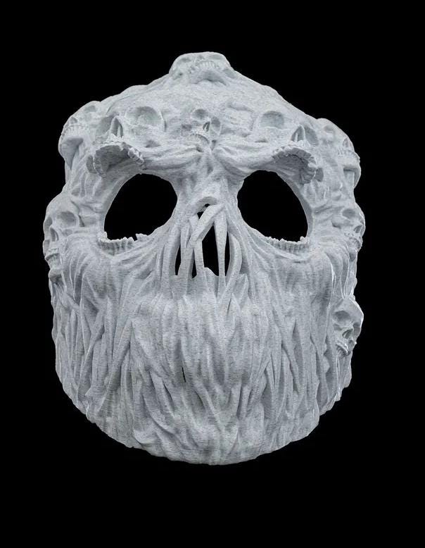 Maschera di Halloween con volto da ghoul: maschera horror inquietante stampata in 3D, decorazione da parete gotica, decorazione spettrale di Halloween, costume spaventoso, arredamento horror per la casa