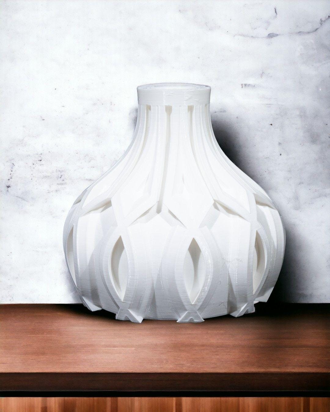 Linseshort Vase – Vaso geometrico moderno e compatto stampato in 3D, arredamento contemporaneo per la casa, piccolo pezzo decorativo scultoreo