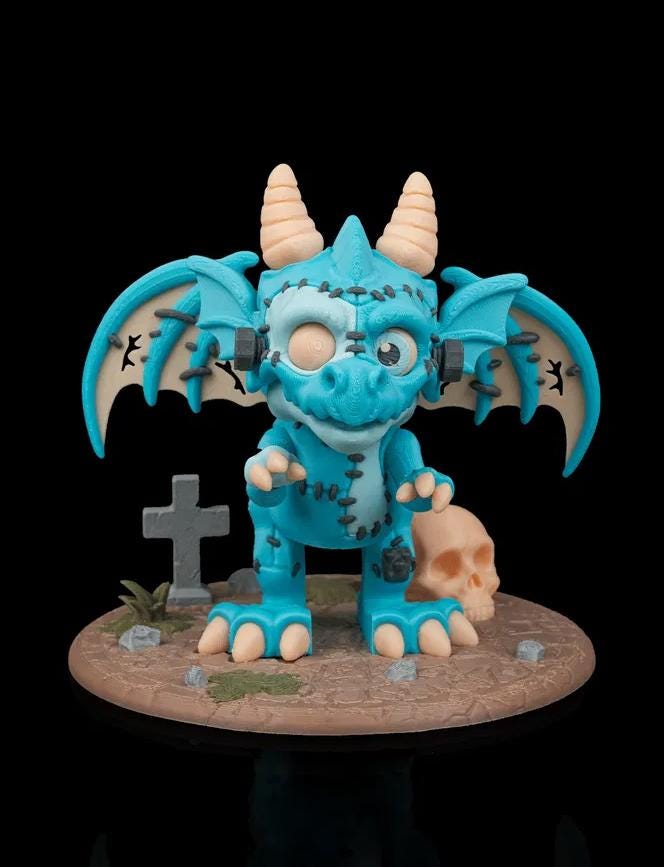 Collezione di figure gotiche stampati in 3D: decorazioni horror per la casa, oggetti di scena per Halloween, sculture macabre e regali spettrali