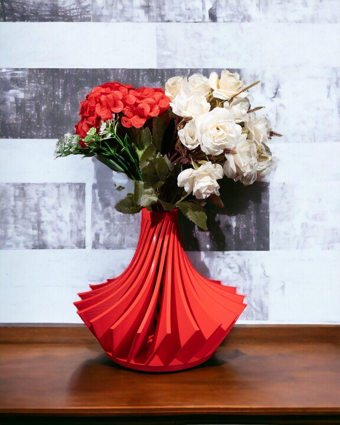 Karioshort Vase – Vaso geometrico moderno e compatto stampato in 3D, arredamento contemporaneo per la casa, piccolo pezzo decorativo scultoreo