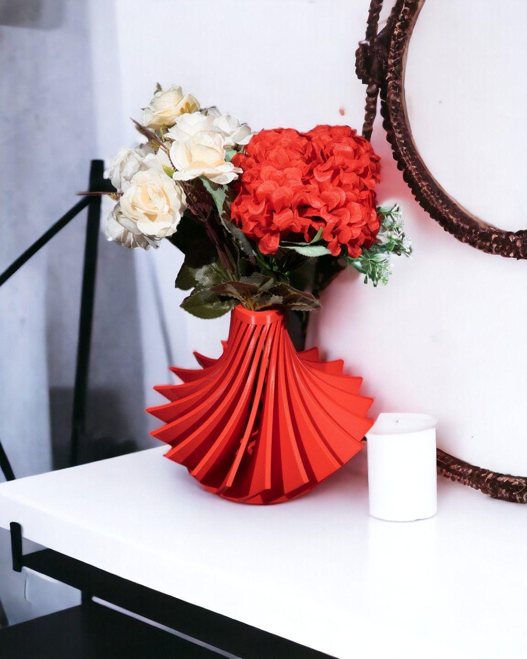 Karioshort Vase – Vaso geometrico moderno e compatto stampato in 3D, arredamento contemporaneo per la casa, piccolo pezzo decorativo scultoreo