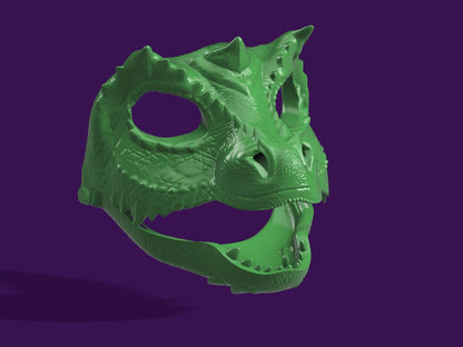 Maschera di Dinosauro - File STL per Stampante 3D - Costume Unico e Personalizzabile per Cosplay e Feste