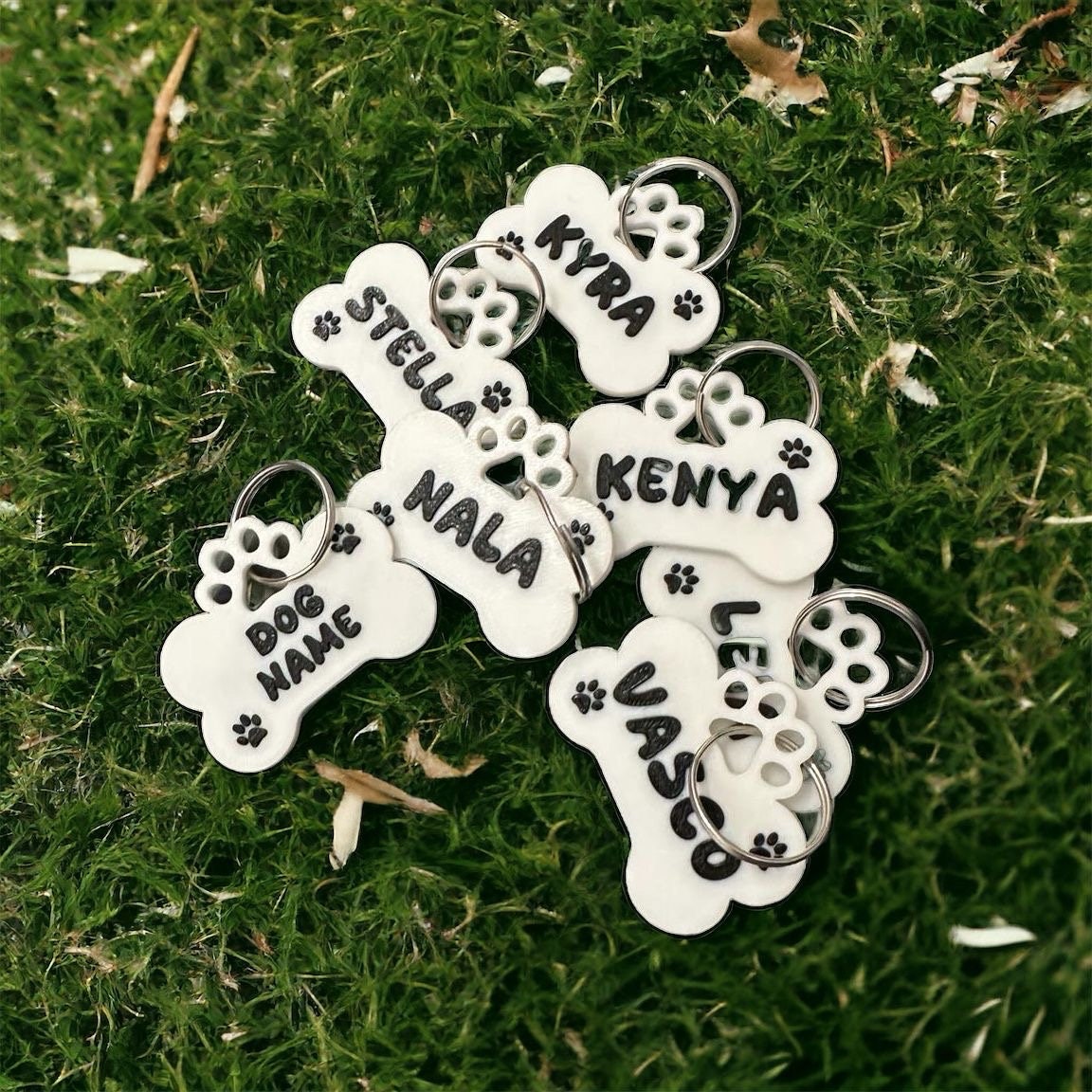 Targhetta personalizzata per cani - Nome e numero di telefono dell'animale domestico stampati in 3D - Accessori unici e personalizzati per cani - Identificazione di cani, gatti, animali domestici, zampe e animali domestici