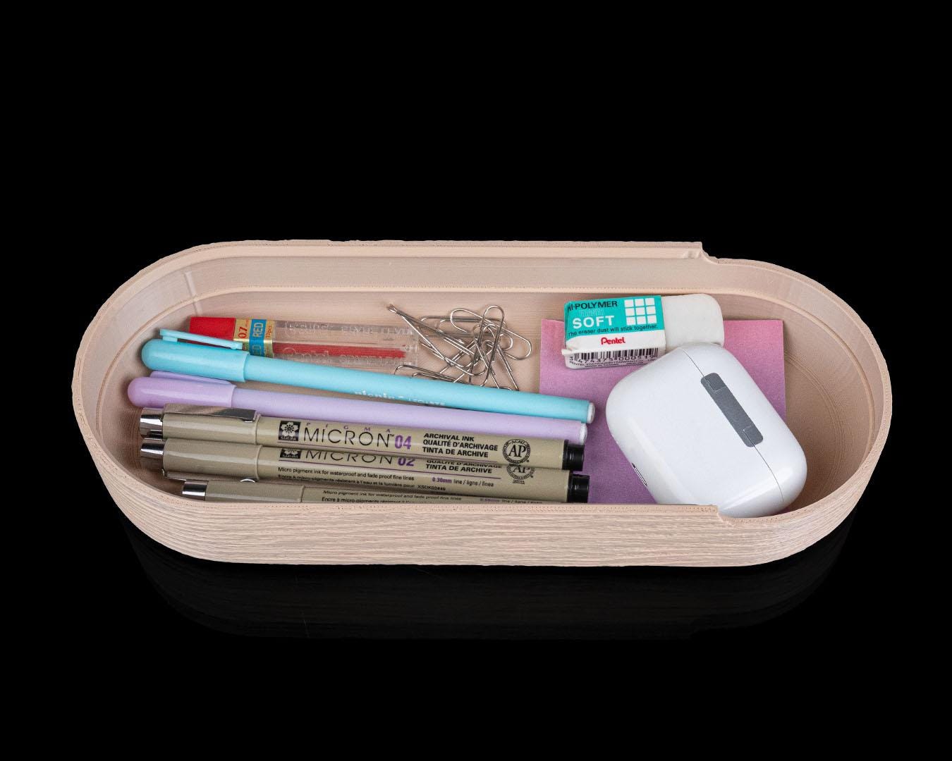 Organizer da Scrivania “Natural Timber Kit” – Set Accessori in Stile Legno per Ufficio e Casa