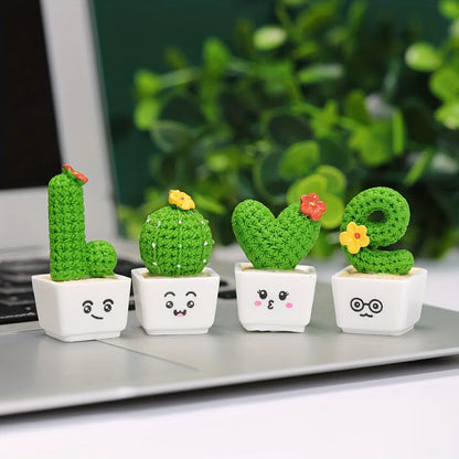 Set 4-pezzi “Love & Cactus” – Statuette in Resina per Interni e Tavoli