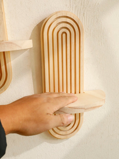 1 pezzo, Mensole da parete in legno in stile boho - Mensole geometriche da parete, finitura in legno naturale, arredamento moderno per la casa, decorazione per piante Feedback