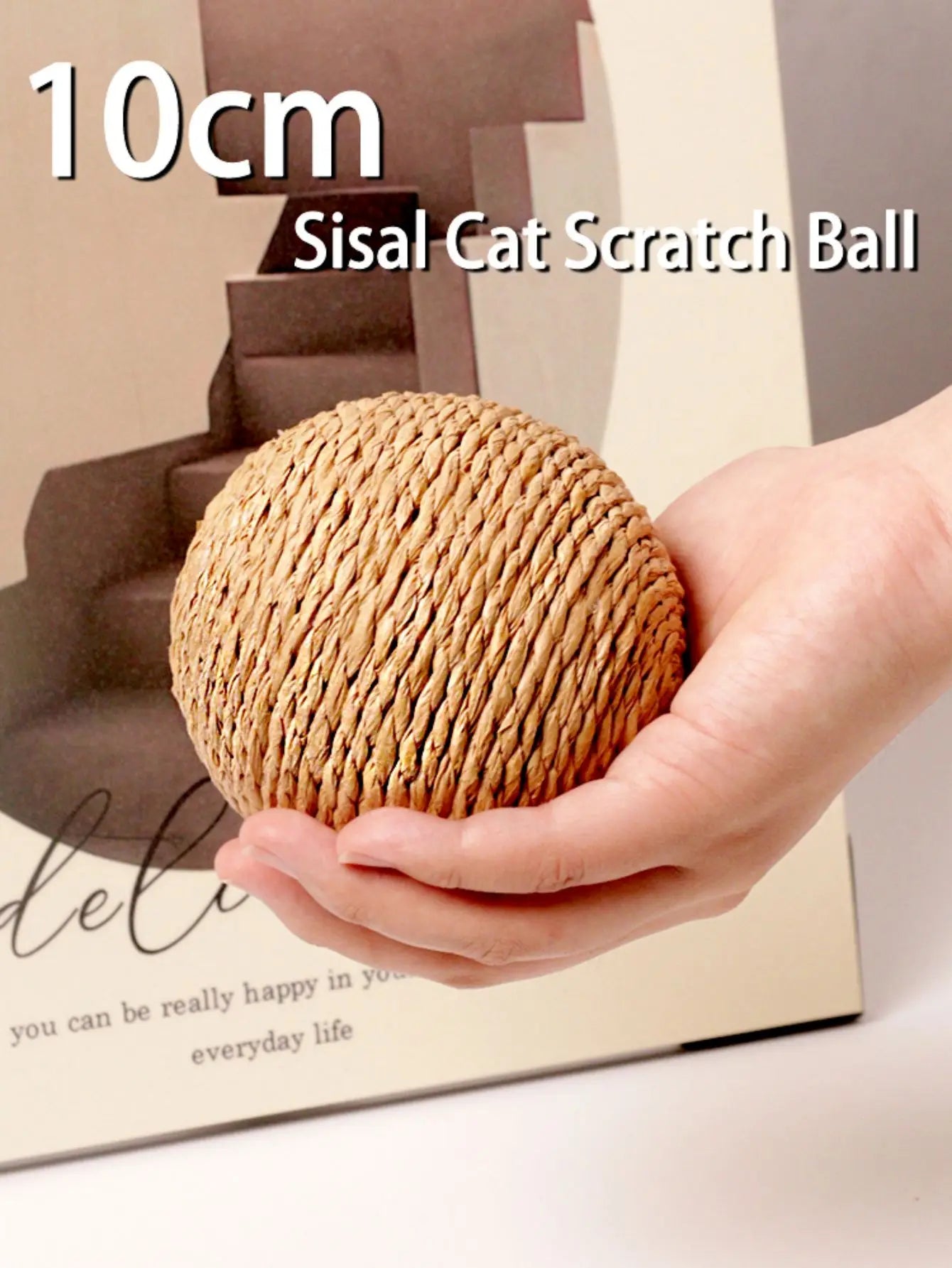Giocattolo palla tiragraffi in sisal da 10 cm antistress e gioco divertente per il gattino