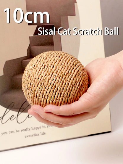 Giocattolo palla tiragraffi in sisal da 10 cm antistress e gioco divertente per il gattino