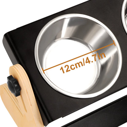 Porta ciotole rialzato con ciotole in Acciaio Inox, supporto in metallo e design fantastico, inclinazione regolabile