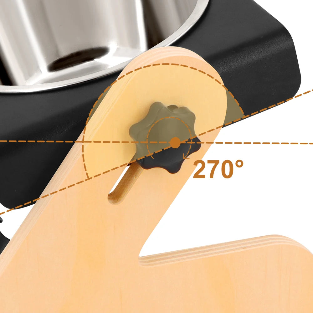 Porta ciotole rialzato con ciotole in Acciaio Inox, supporto in metallo e design fantastico, inclinazione regolabile