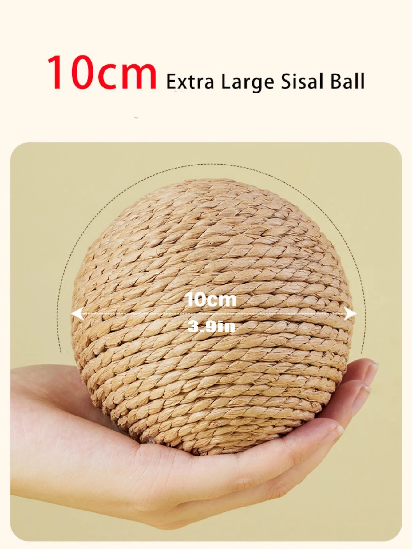 Giocattolo palla tiragraffi in sisal da 10 cm antistress e gioco divertente per il gattino