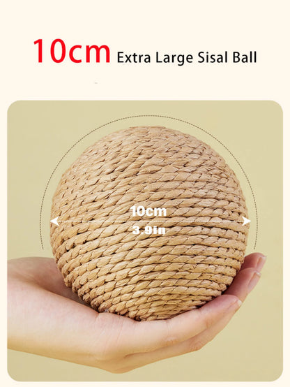 Giocattolo palla tiragraffi in sisal da 10 cm antistress e gioco divertente per il gattino