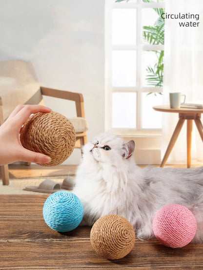 Giocattolo palla tiragraffi in sisal da 10 cm antistress e gioco divertente per il gattino