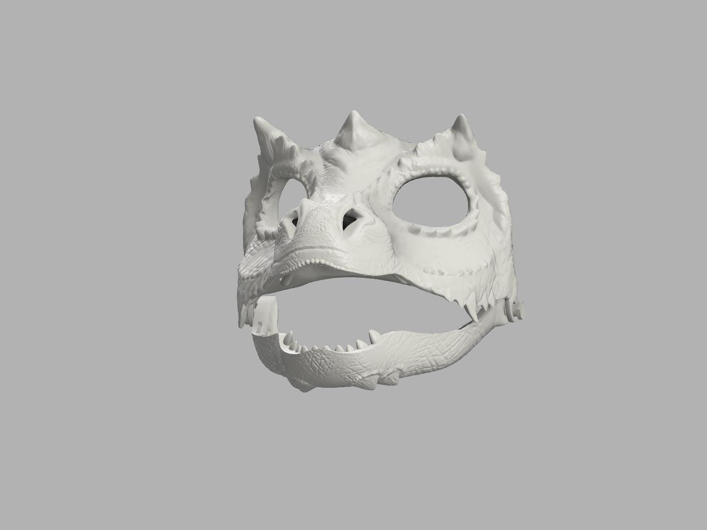 Maschera di Dinosauro - File STL per Stampante 3D - Costume Unico e Personalizzabile per Cosplay e Feste