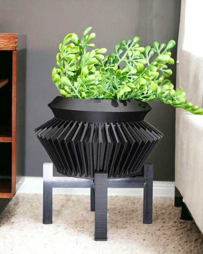 Quano Planter – Moderno vaso geometrico stampato in 3D con supporto e drenaggio, arredamento contemporaneo per la casa