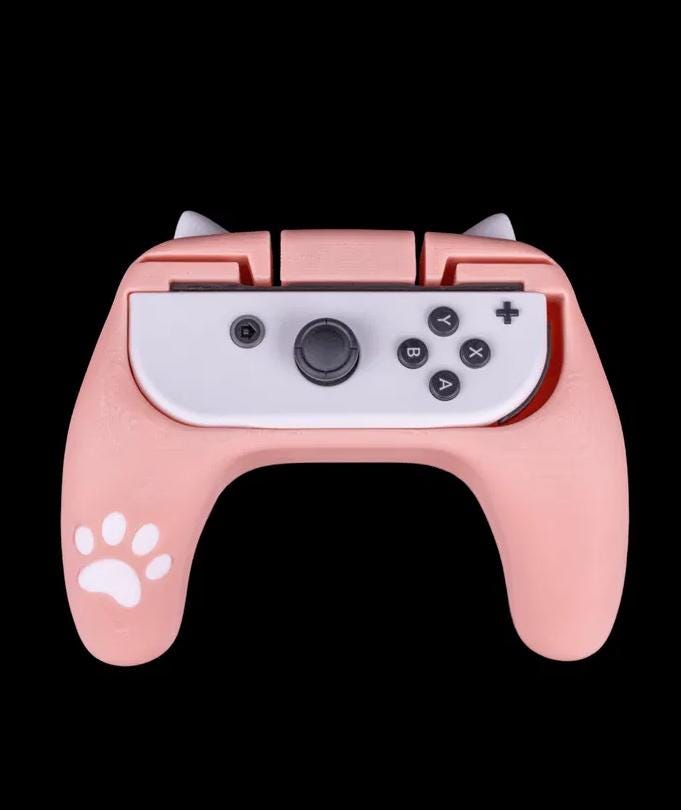 Accessori da gioco a forma di gatto stampati in 3D: impugnature per controller e cover per dock a forma di zampa di gatto, divertenti regali per giocatori, accessori per Switch