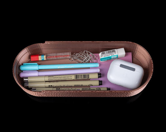 Classic Leather Kit – Set di organizer con texture in pelle stampata in 3D, intramontabile contenitore da scrivania, eleganti accessori per la casa