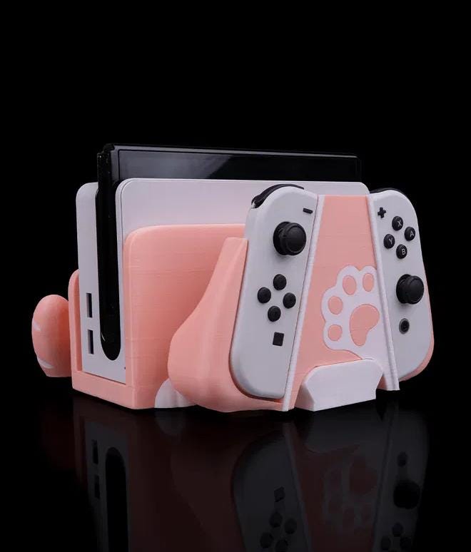 Accessori da gioco a forma di gatto stampati in 3D: impugnature per controller e cover per dock a forma di zampa di gatto, divertenti regali per giocatori, accessori per Switch