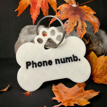 Targhetta personalizzata per cani - Nome e numero di telefono dell'animale domestico stampati in 3D - Accessori unici e personalizzati per cani - Identificazione di cani, gatti, animali domestici, zampe e animali domestici
